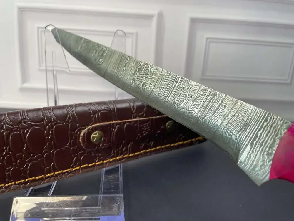 Purse or boot accessory . Custom Damascus Steel Knife.